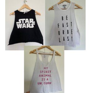 Bundle of 3 Workout Crop Tank Tops (H&M and F21 Muscle Tees)